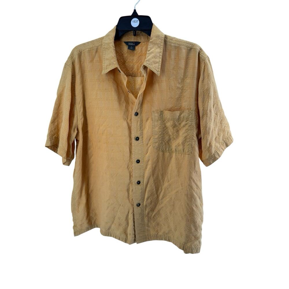 Royal Robbins Men's Yellow Plaid‎ Short Sleeve Button Up Shirt Size Large